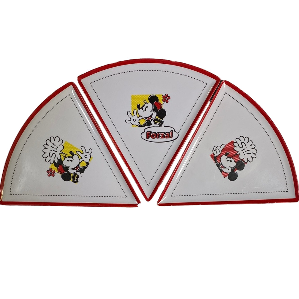 Disney Parks Mickey Minnie Melamine Triangle Pizza Plates Slices Set of 3